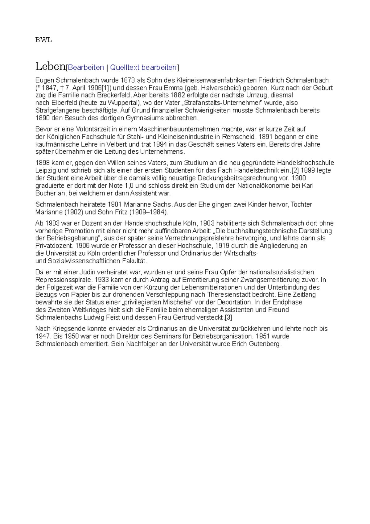 BWL 8 Mitschriften BWL BWL Leben[Bearbeiten Quelltext bearbeiten