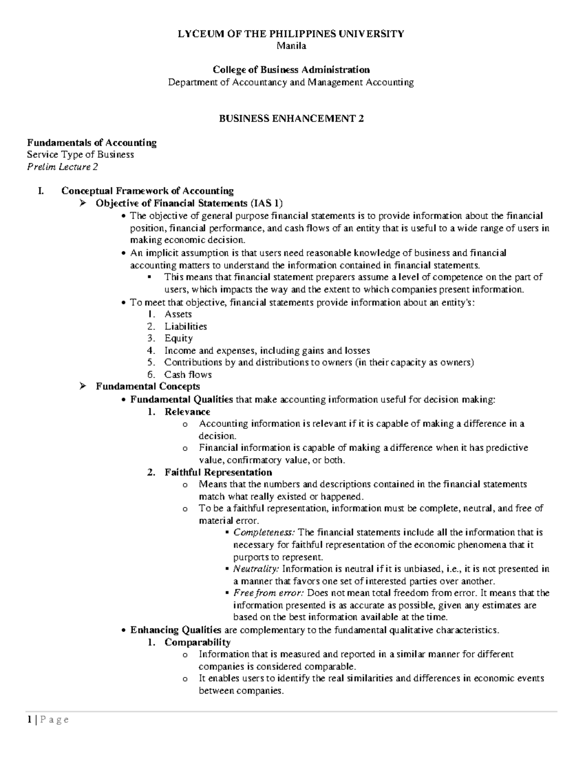 Accounting Fundamentals Lecture 2 Prelim - Studocu