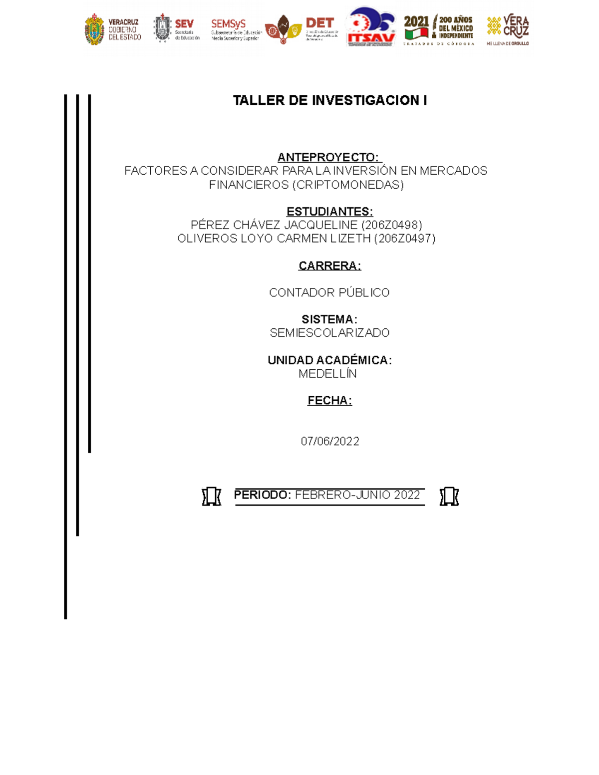 Factores a considerar para la inversión en mercados financieros -Final ...