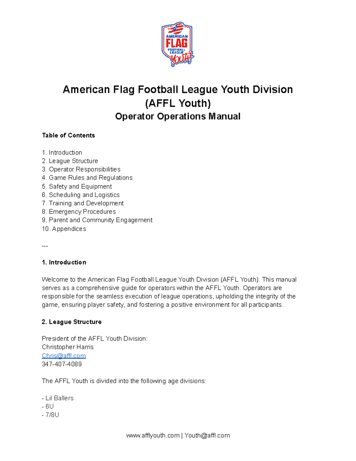 American Flag Football League Youth Division (AFFL Youth) - American ...
