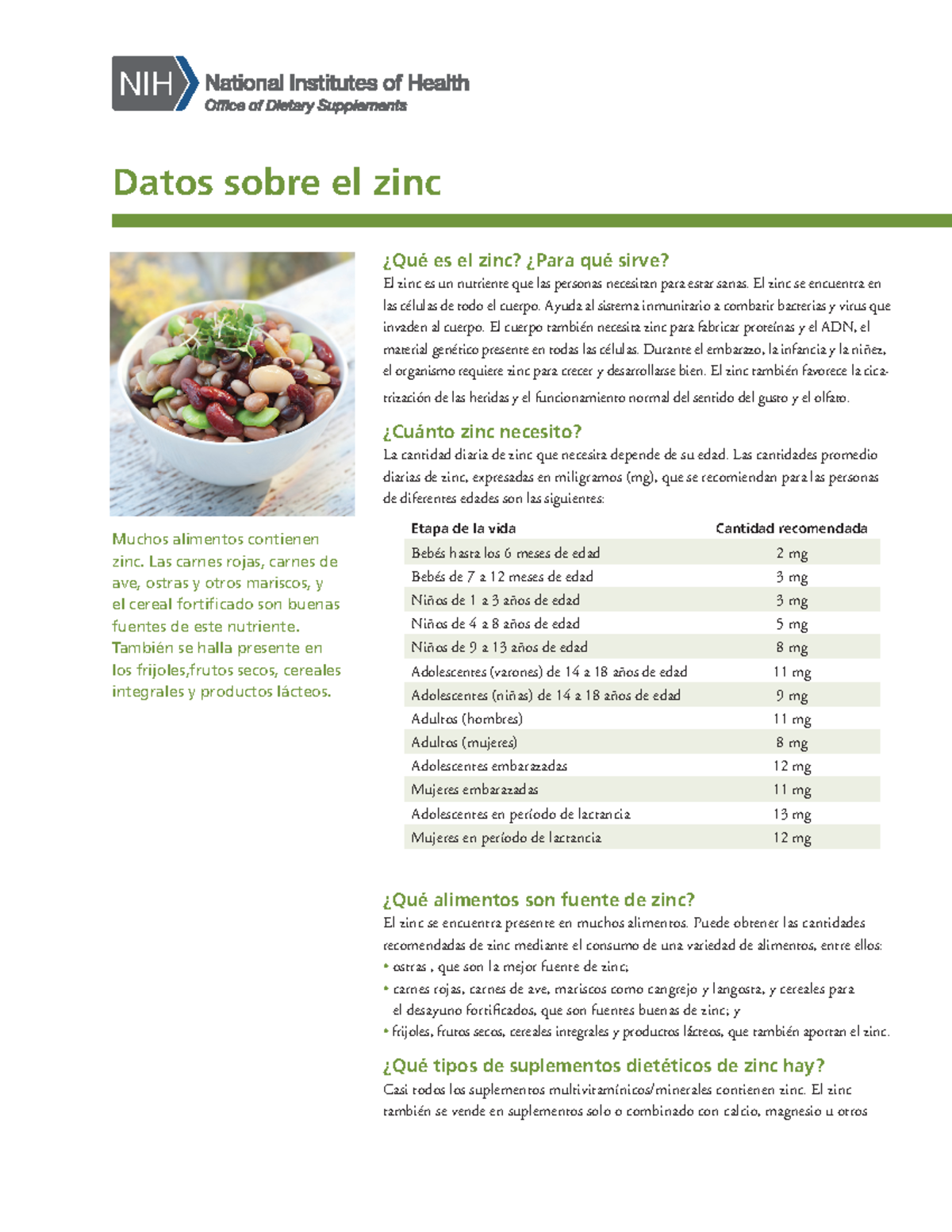 ZincDatos En Espanol Apuntes ¿Qué es el zinc? ¿Para qué sirve? El