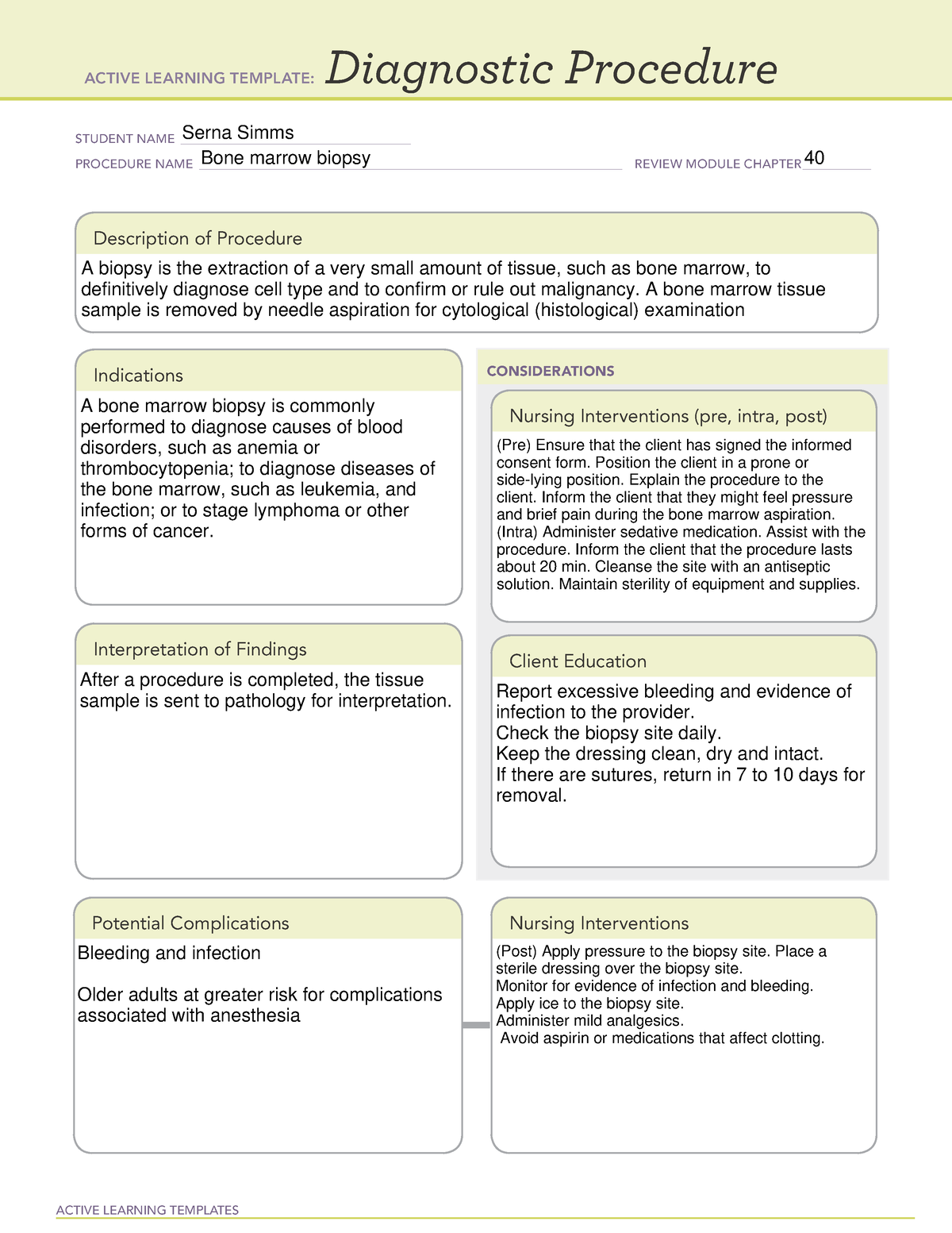 Bone marrow biopsy - ALT - NUR 224 - ACTIVE LEARNING TEMPLATES ...