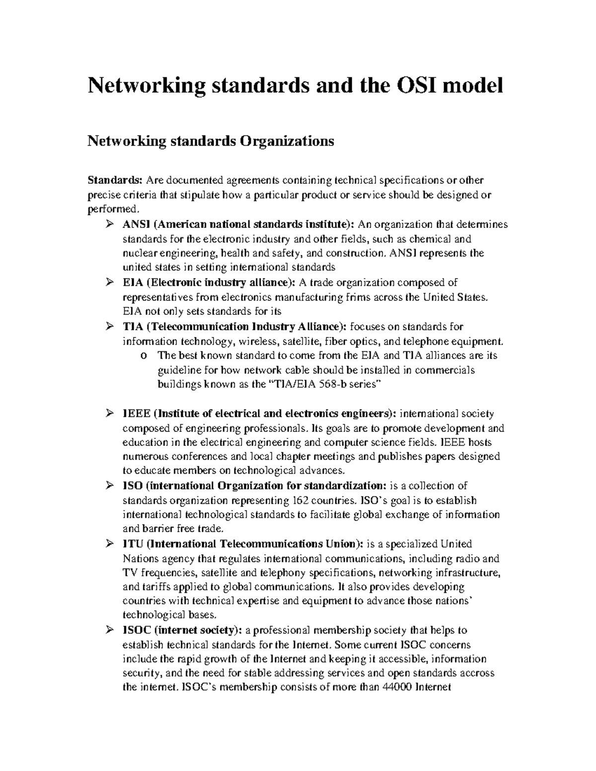 Chapter 2 - Textbook Chap 2 notes - Networking standards and the OSI ...