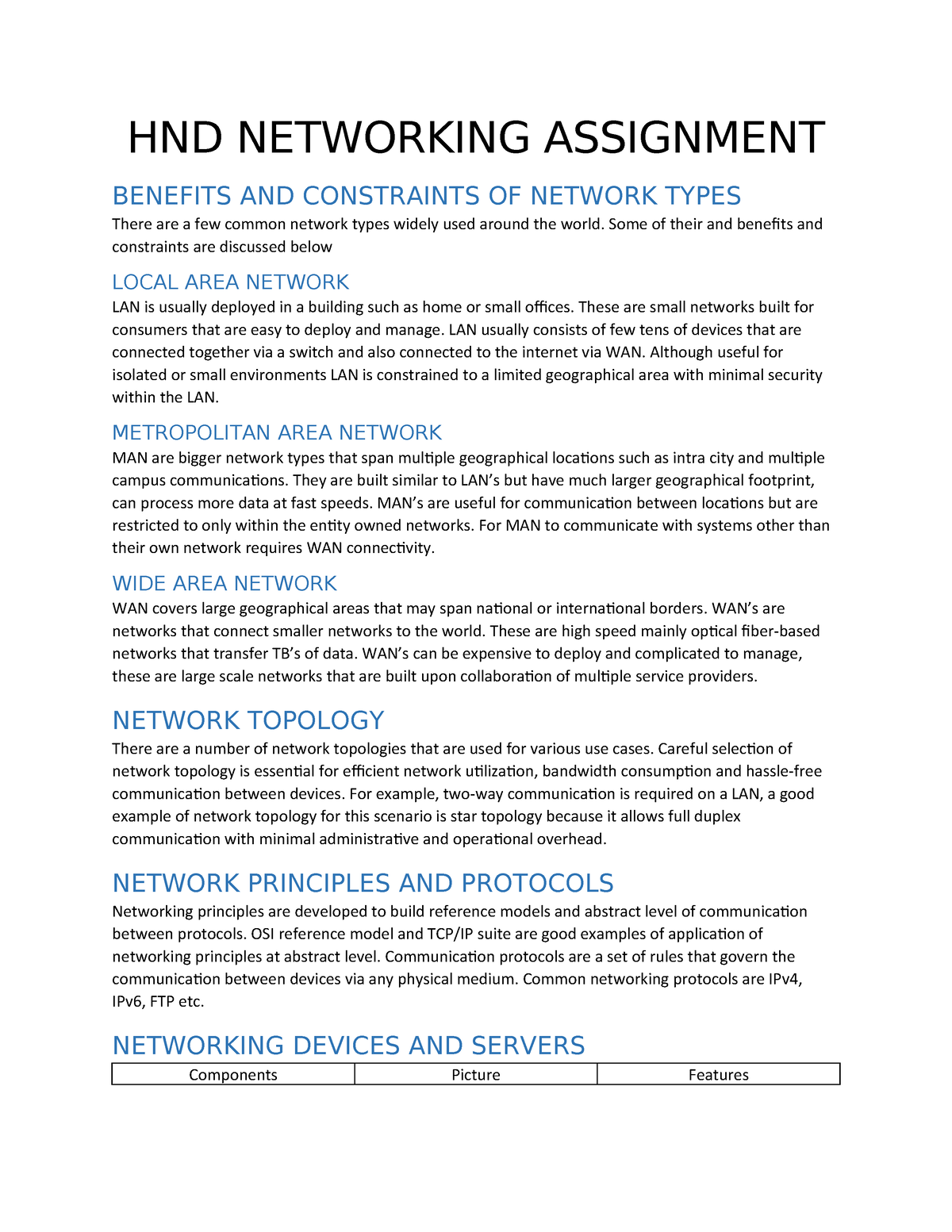 esoft hnd networking assignment