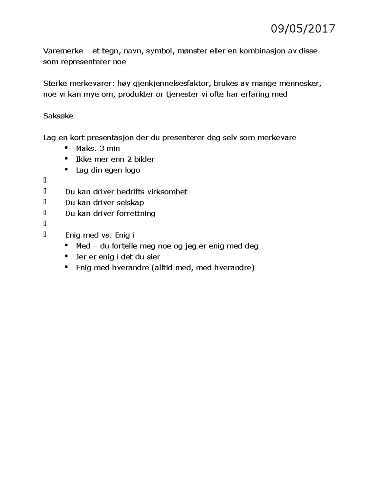 Norske notater - Lecture notes 10 - Varemerke et tegn, navn, symbol ...