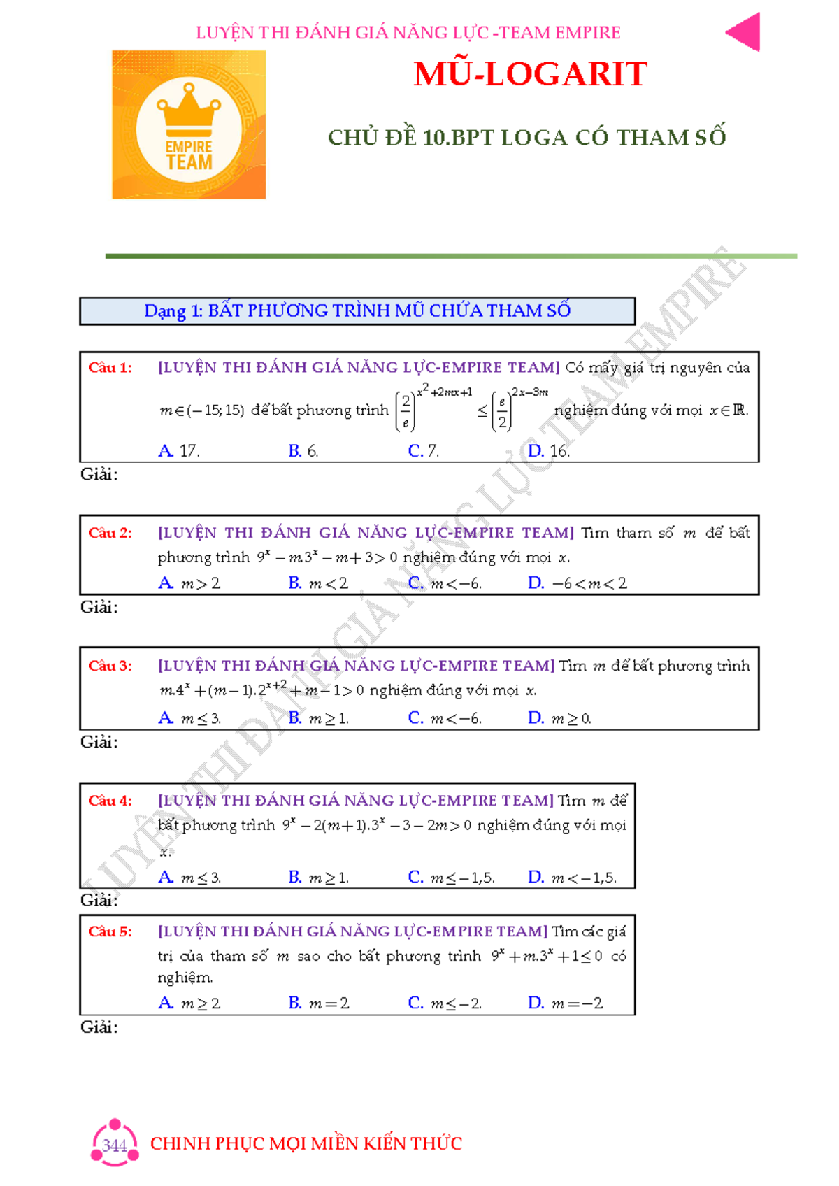 CH%E1%BB%A6%20%C4%90%E1%BB%80%2010 - Dạng 1: BẤT PHƯƠNG TRÌNH MŨ CHỨA ...