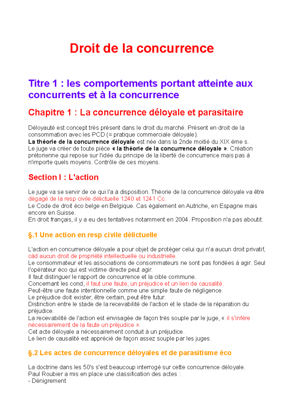 Droit de la concurrence Droit de la concurrence Titre 1 les