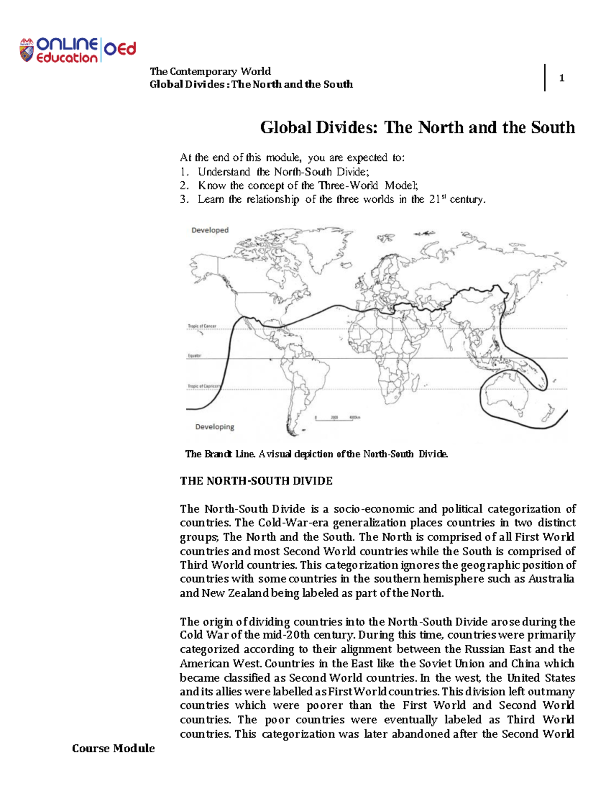 W6 Global Divides - The North and the South - Module - The Contemporary ...