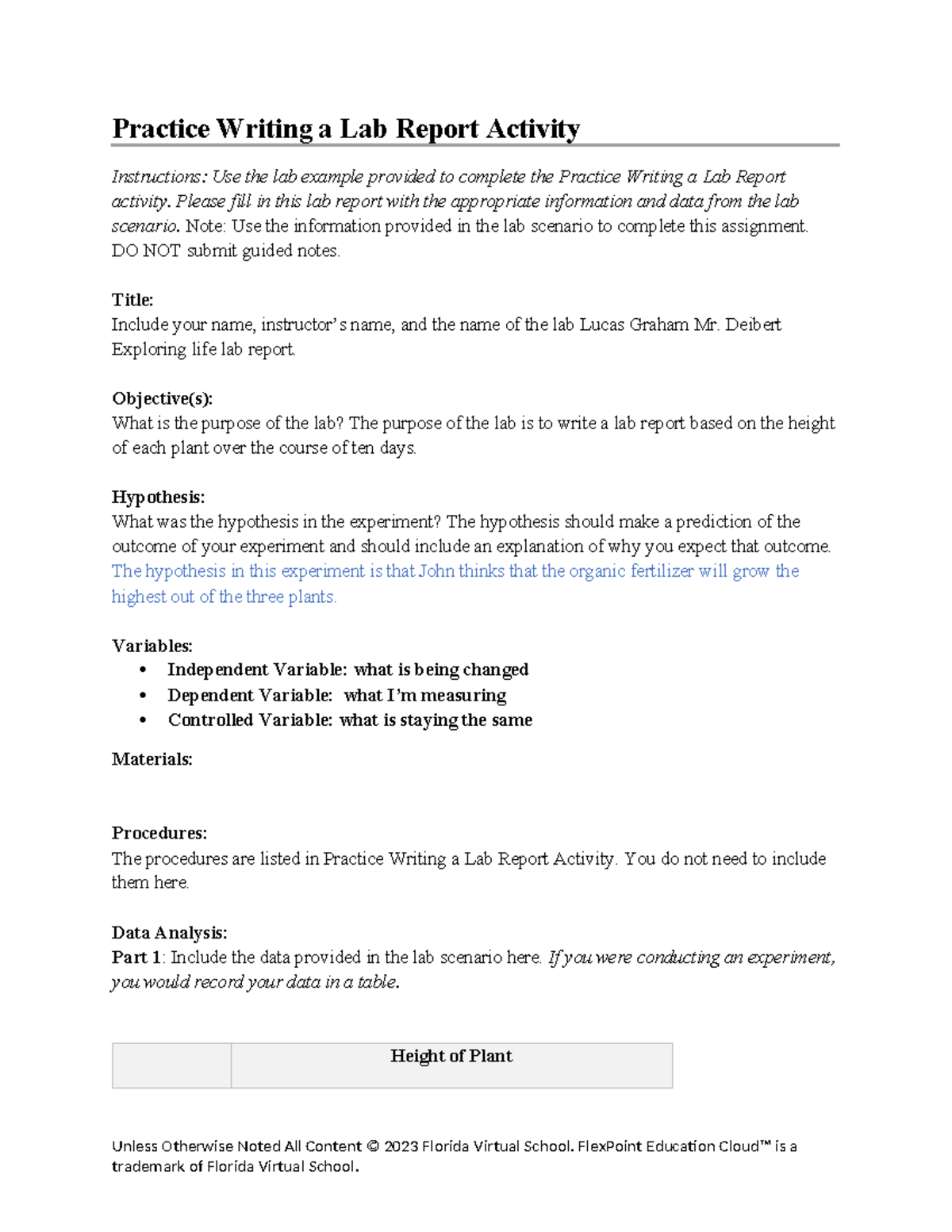 Practice writing a lab report - Practice Writing a Lab Report Activity ...