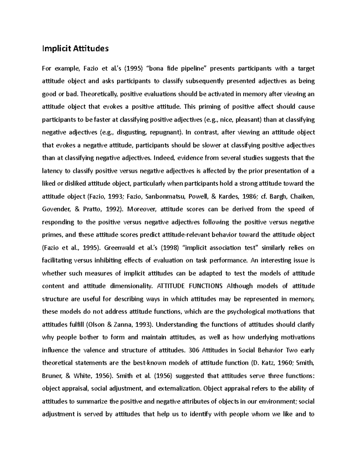 Implicit Attitudes - Implicit Attitudes For example, Fazio et al.’s ...
