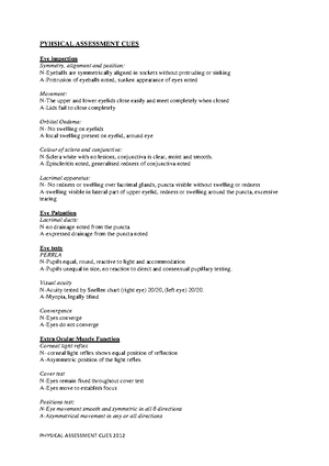 Practical - Thorax and Lungs Physical Assessment Cues - PYHSICAL ...