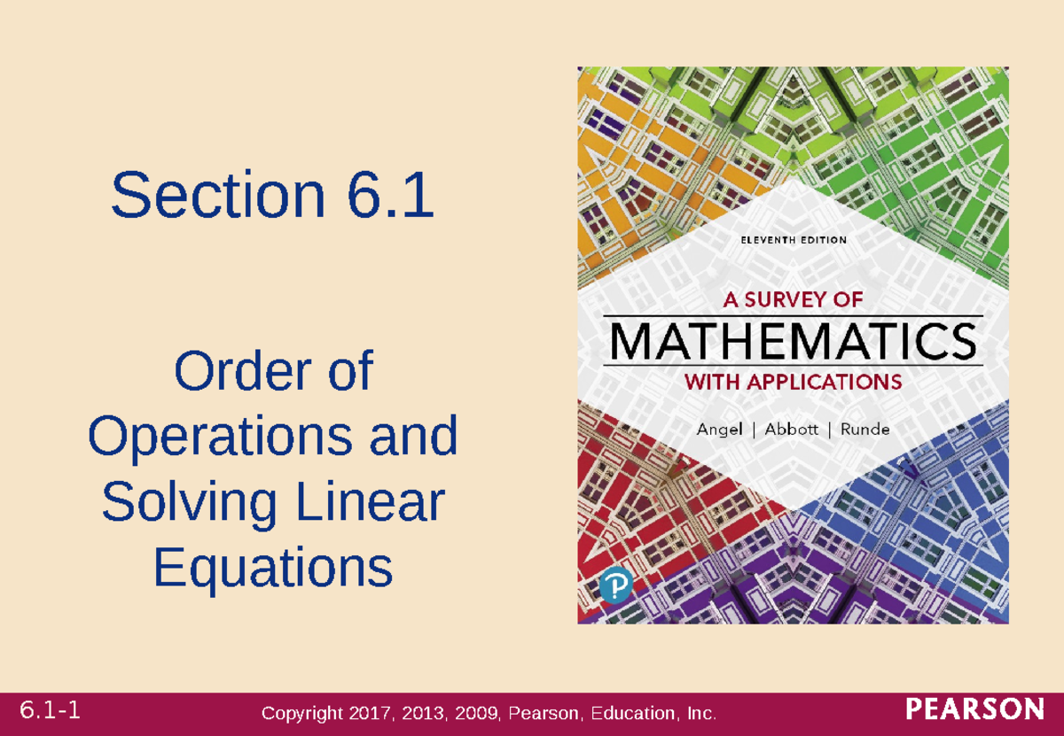 QR Section 6.1. - Section 6. Order of Operations and Solving Linear ...