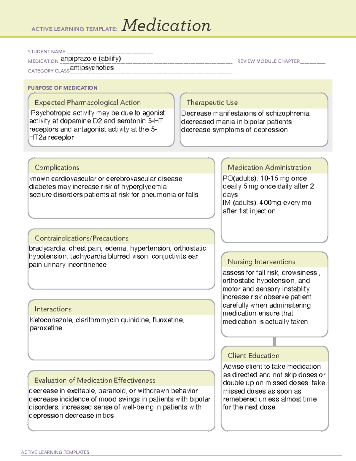 Drug Card Template drug cards pharm ACTIVE LEARNING TEMPLATES