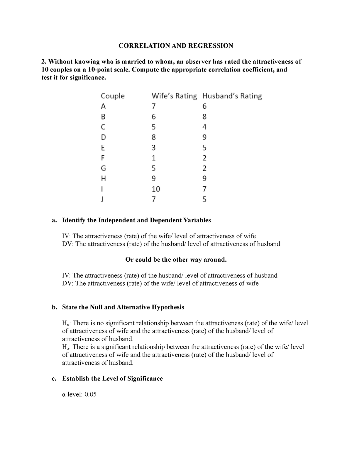 Correlation AND Regression (#2) - CORRELATION AND REGRESSION Without ...