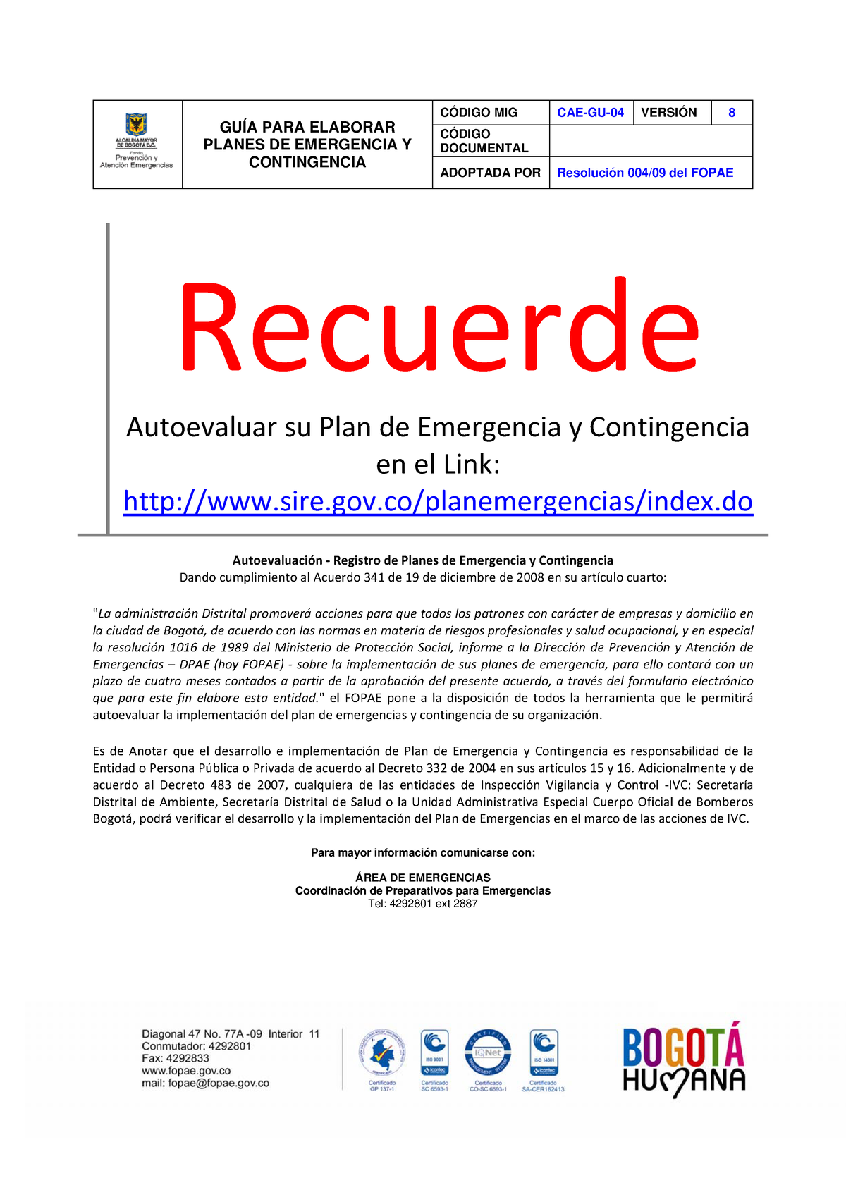 Anexo 3- GUIA Planes Emergencia Y Contingencias - GUÍA PARA ELABORAR ...