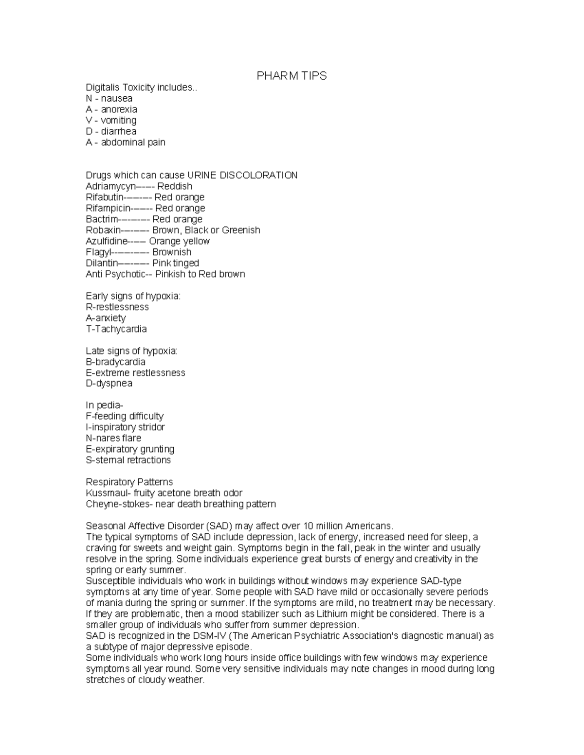 NclexPharmTipsWithMnemonicsNote PHARM TIPS Digitalis Toxicity includes.. N nausea A