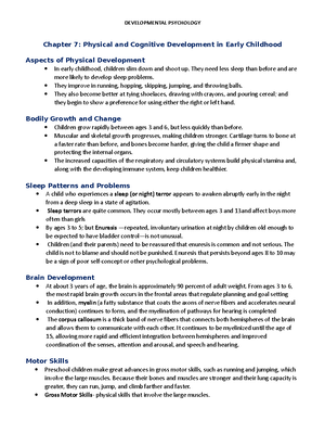 Dev psych finals - tnx - CHAPTER 13: Physical and Cognitive Development ...