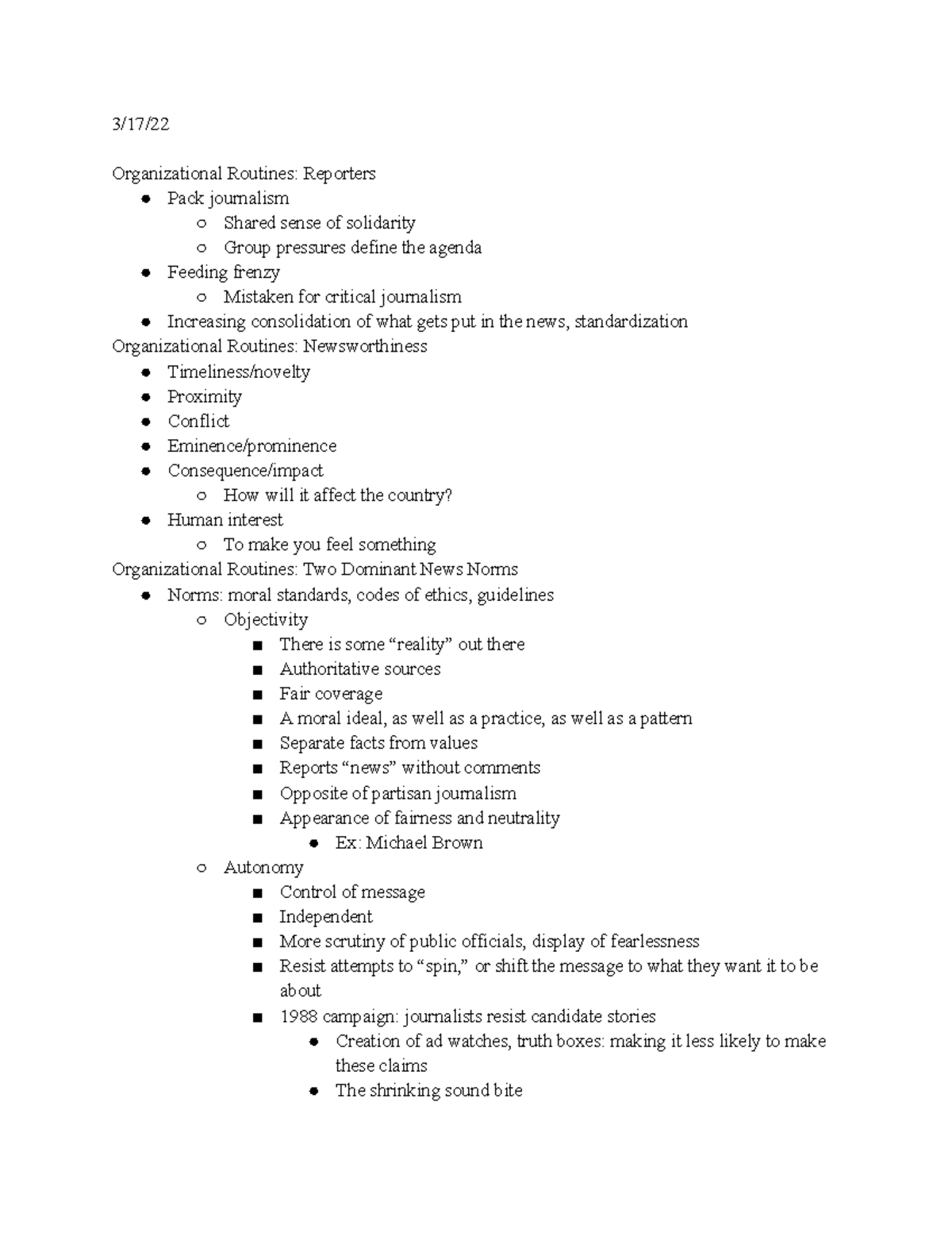Posc340 March 17th 3/17/ Organizational Routines Reporters Pack