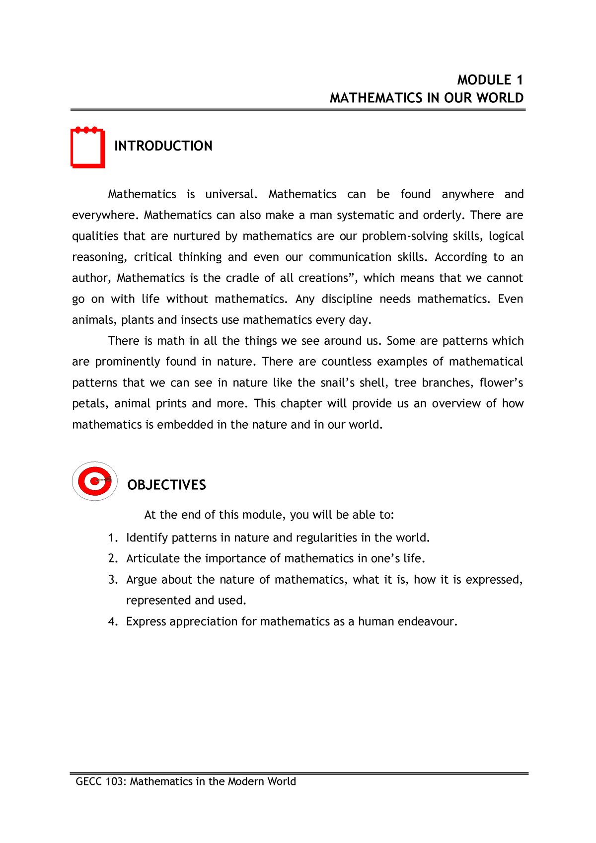 MMW Module Final Version Chapter 1 To 3 - MODULE 1 MATHEMATICS IN OUR ...