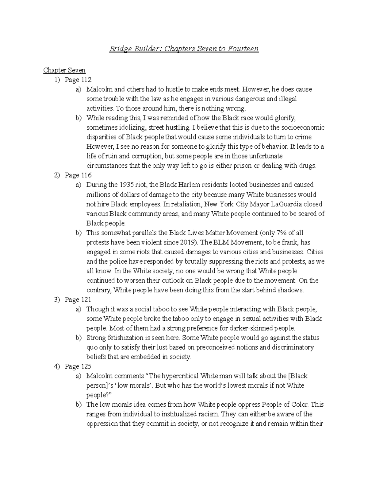 Malcolm x autobiography v2 bridge builder chapters seven to