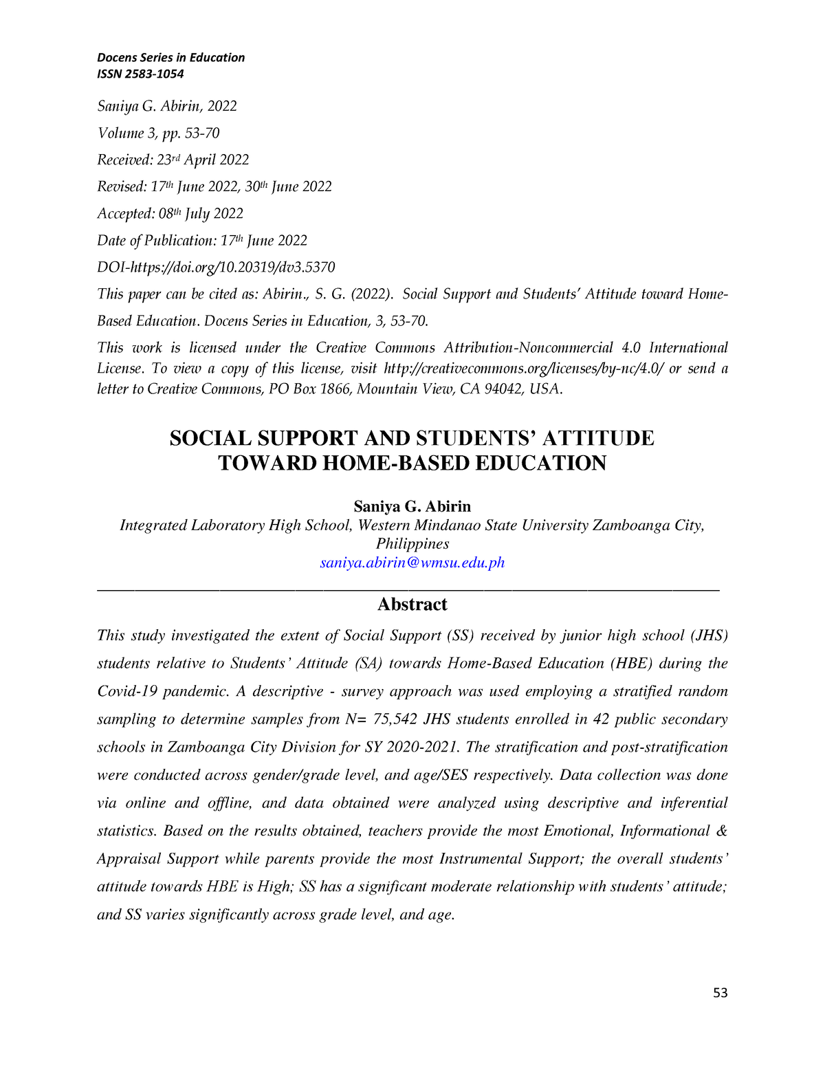 thesis on social support pdf