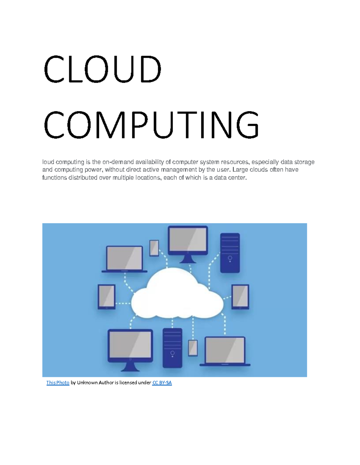 Cloud computing 090919 - CLOUD COMPUTING loud computing is the on ...