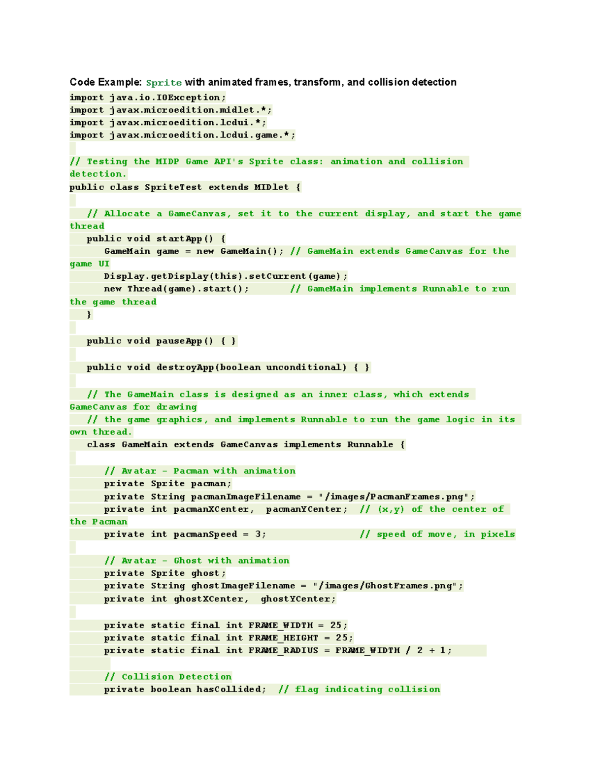 Java Programming Tutorial 130 - Code Example: Sprite with animated ...