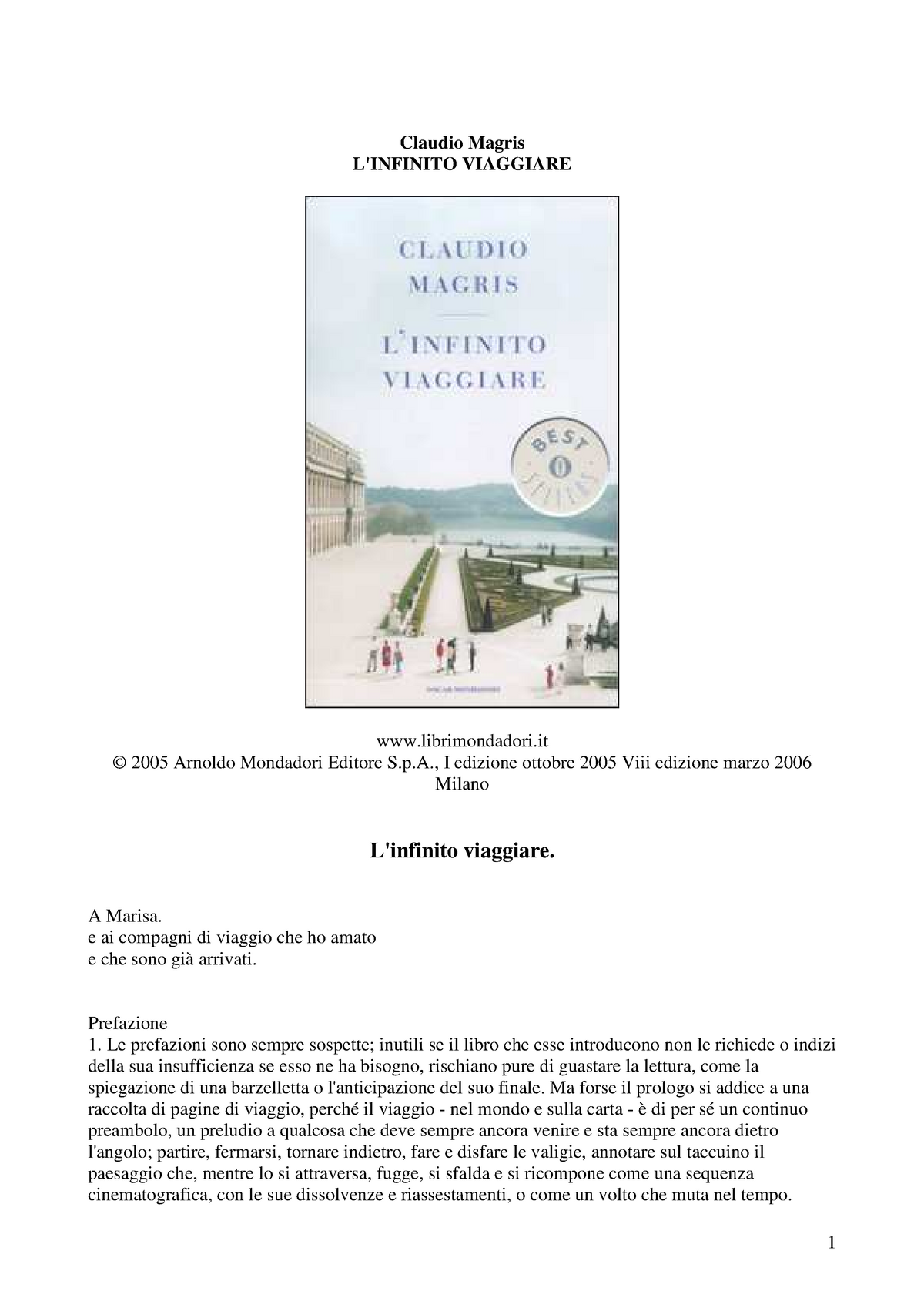 Claudio Magris Linfinito Viaggiare Storia Contemporanea