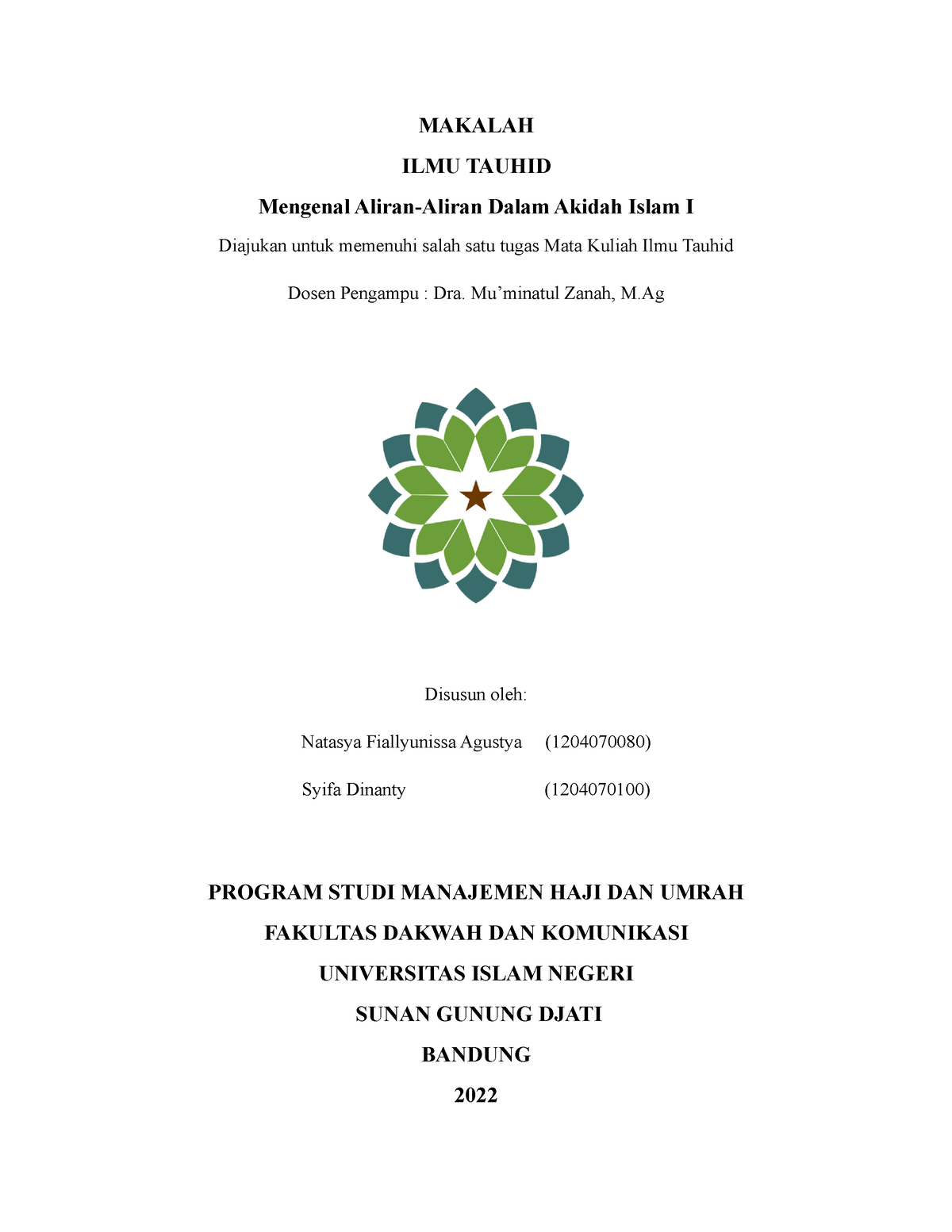 Makalah Ilmu Tauhid Kelompok Makalah Ilmu Tauhid Mengenal Aliran