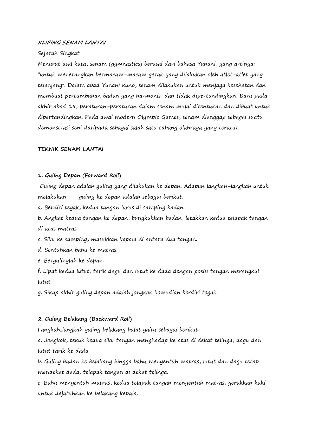 Dokumen - KkKa - KLIPING SENAM LANTAI Sejarah Singkat Menurut Asal Kata ...