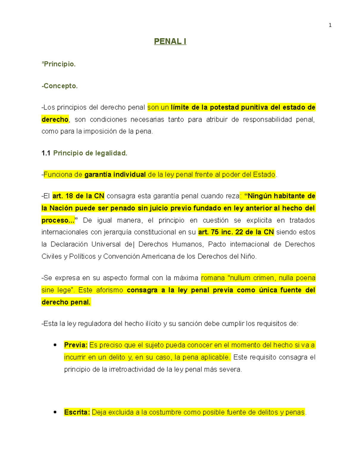 Penal Efip 1 Resumen Penal I Principio Concepto Los Principios Del Derecho Penal Son Un 6488