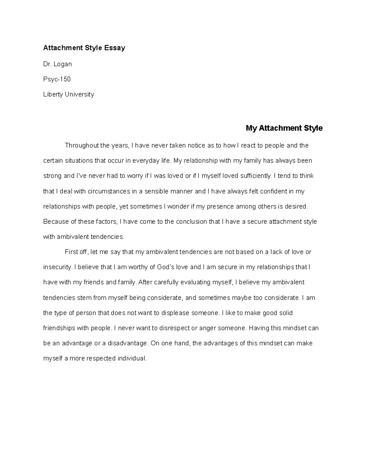 attachment theory evaluation essay