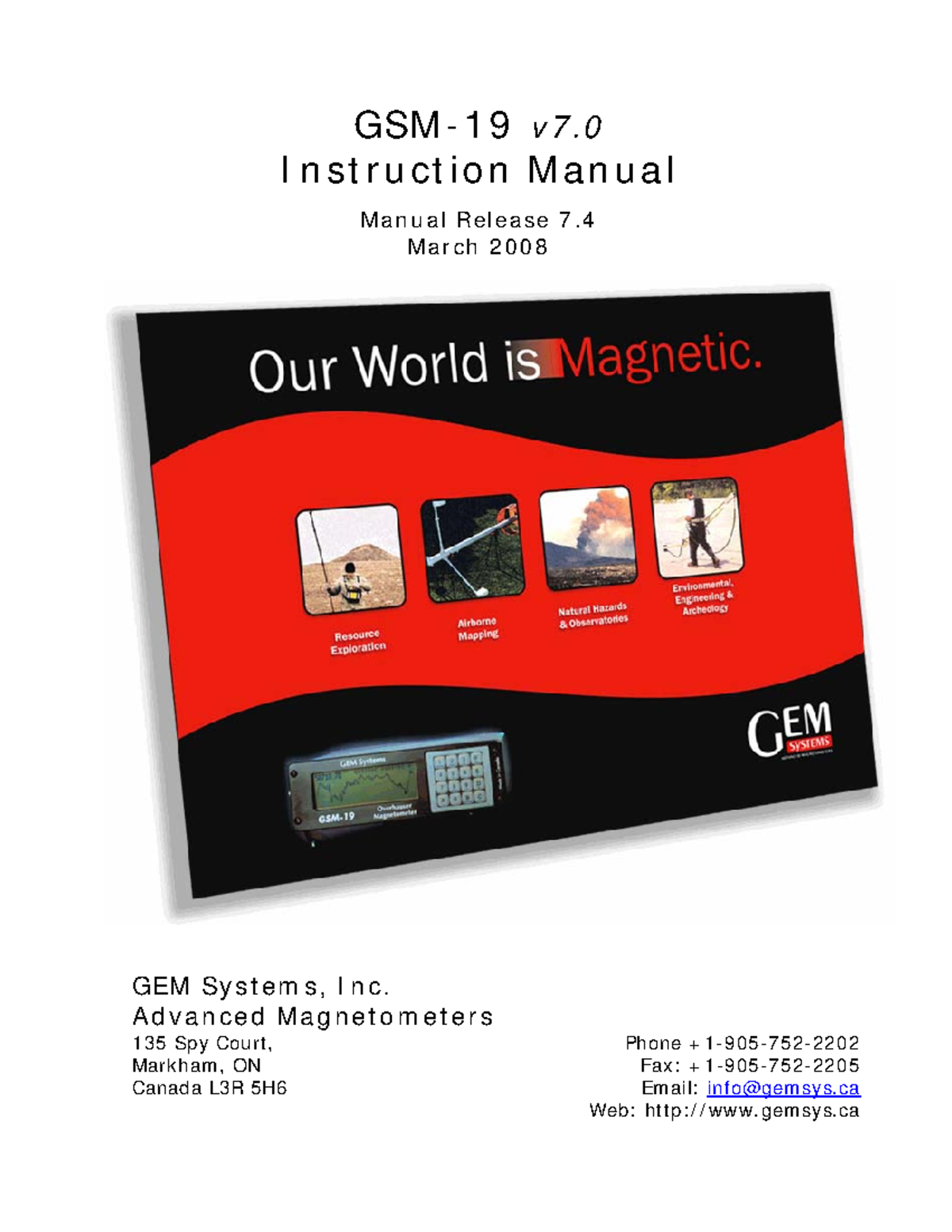 Manual GEM GSM-19 - Research notes - GSM - 1 9 v 7. I n st r u ct i o n ...