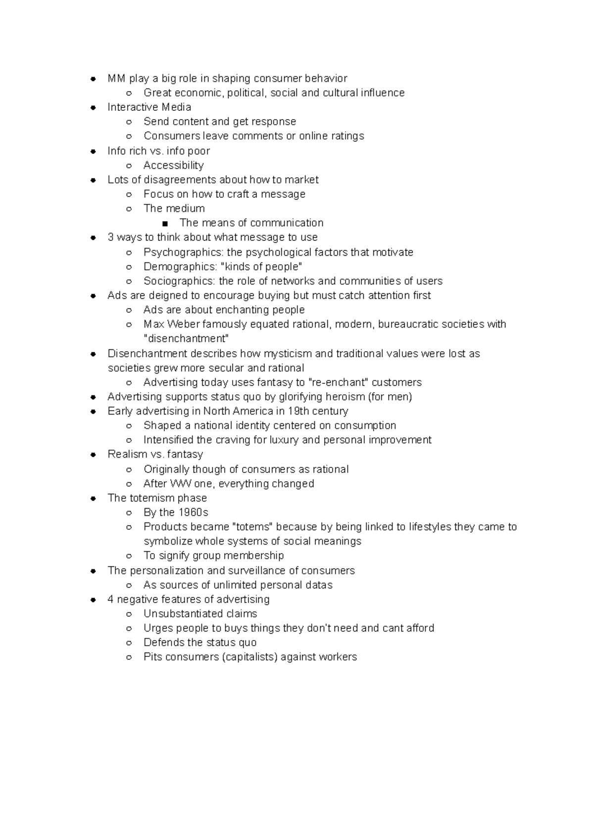 SOC100 Media Lecture Notes MM Play A Big Role In Shaping Consumer
