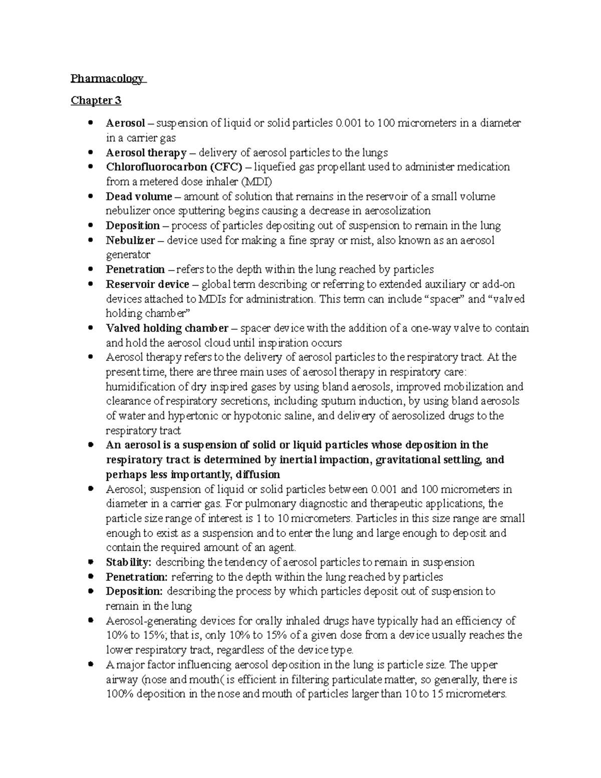 Pharmacology Chapter 3 Pharmacology Chapter 3 Aerosol suspension of liquid or solid