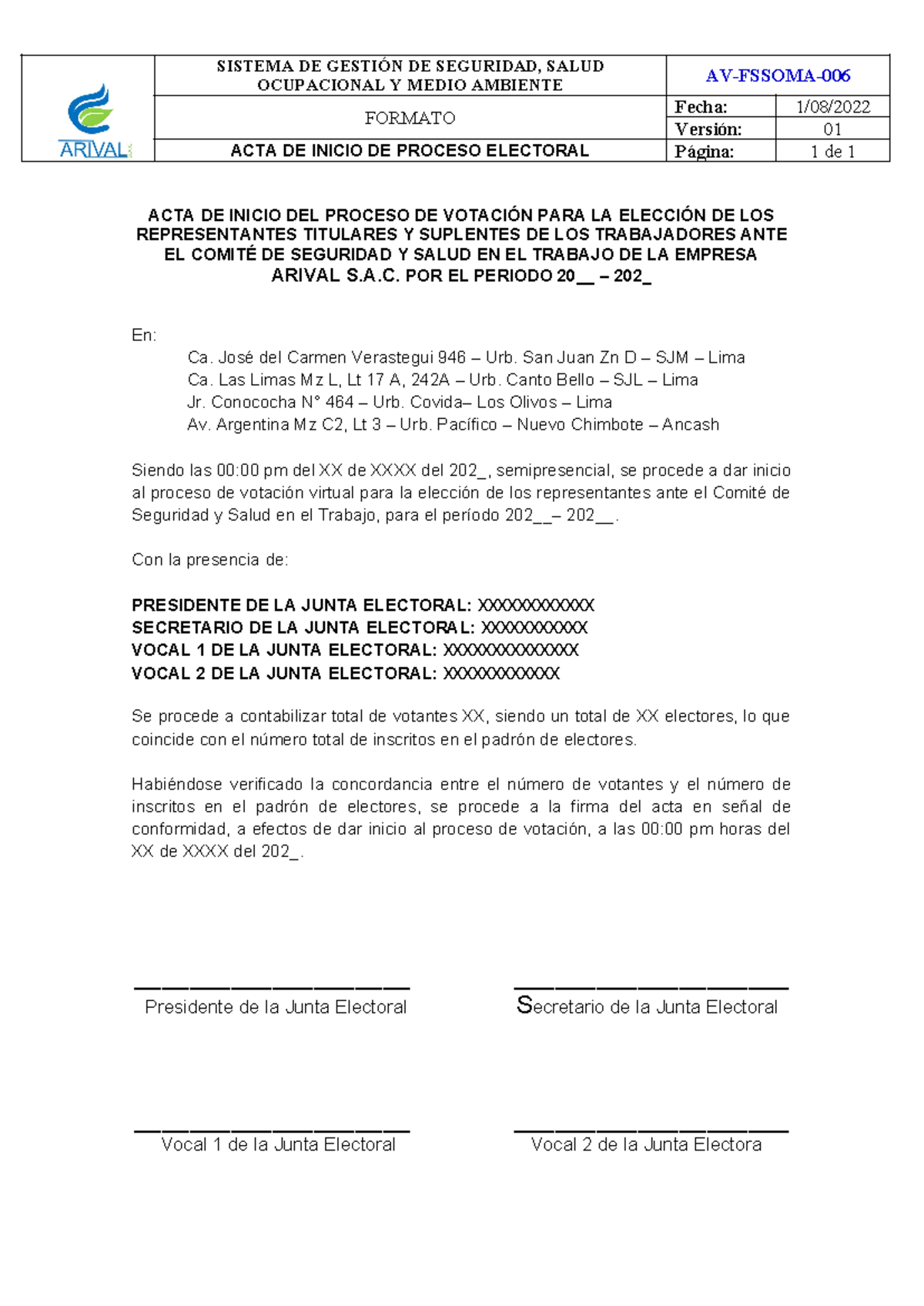 AV- Fssoma-006- Formato Acta de inicio de proceso CSST - SISTEMA DE ...