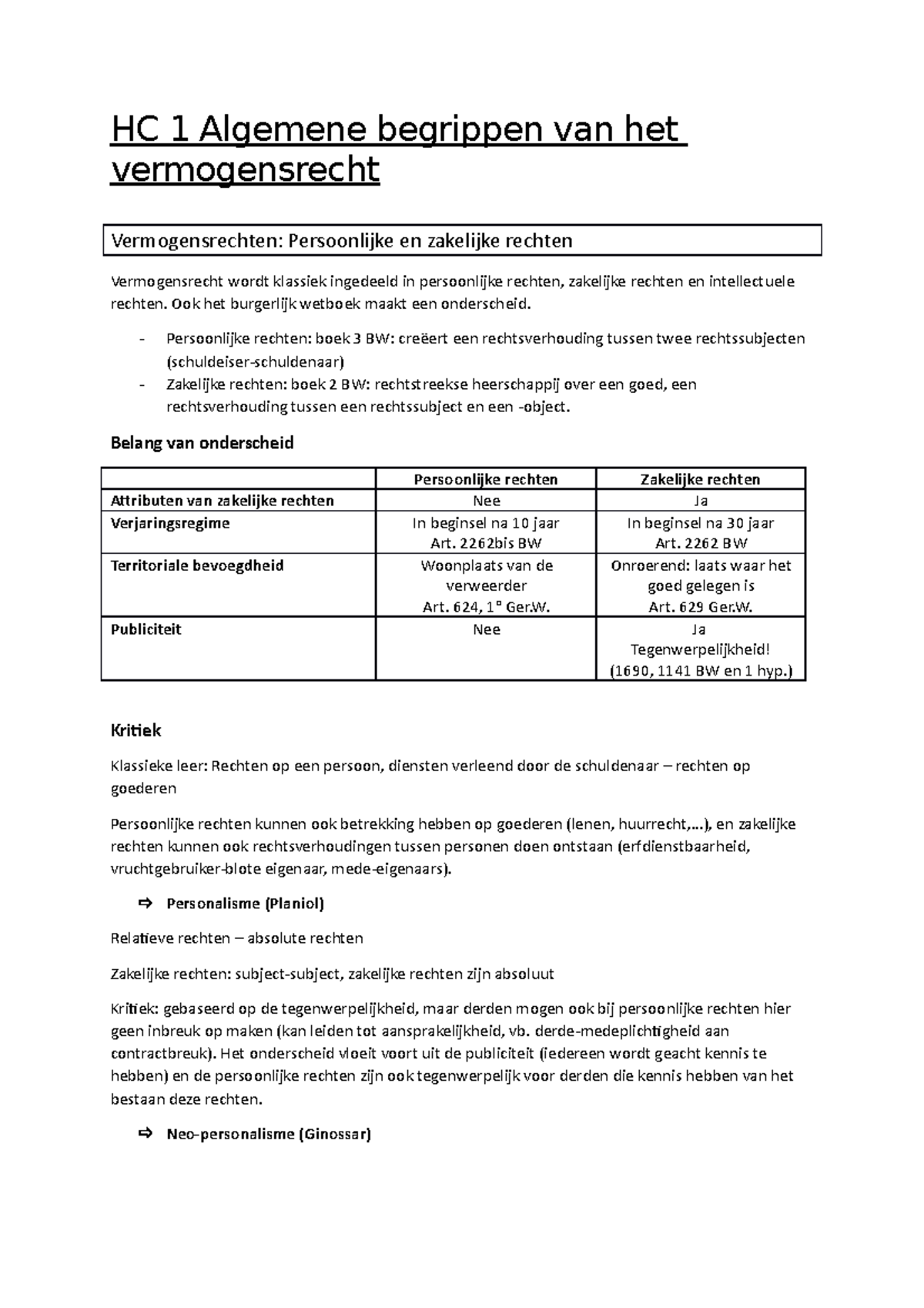 HC 1 Algemene Begrippen Van Het Vermogensrecht - HC 1 Algemene ...