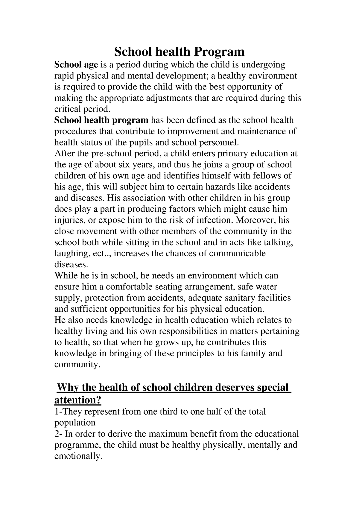 School Health Program - School Health Program School Age Is A Period 