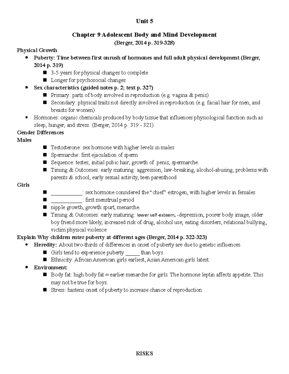 Unit 5 Chapter 9 Adolescent Body And Mind Development - Unit 5 Chapter ...