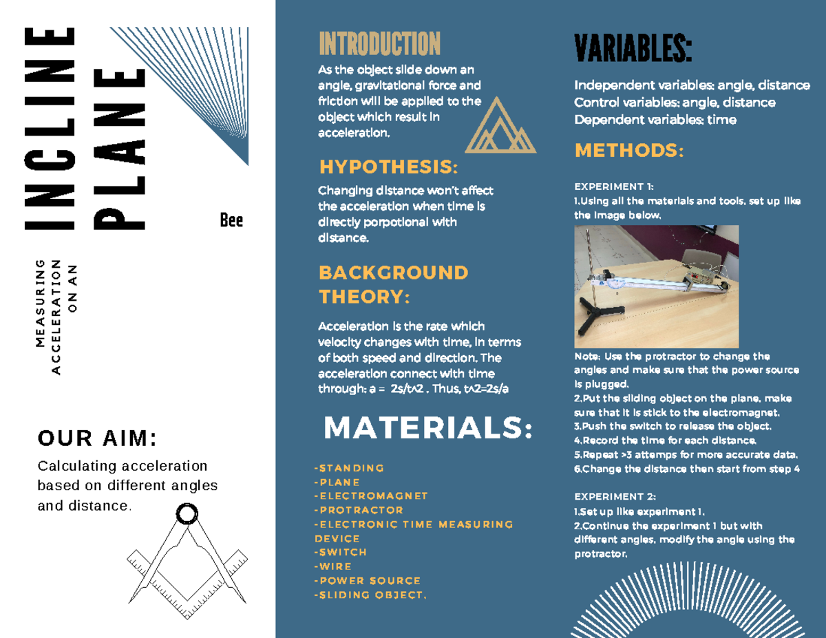 Physics poster presentation MEASURING ACCELERATION ON AN I N C L I N