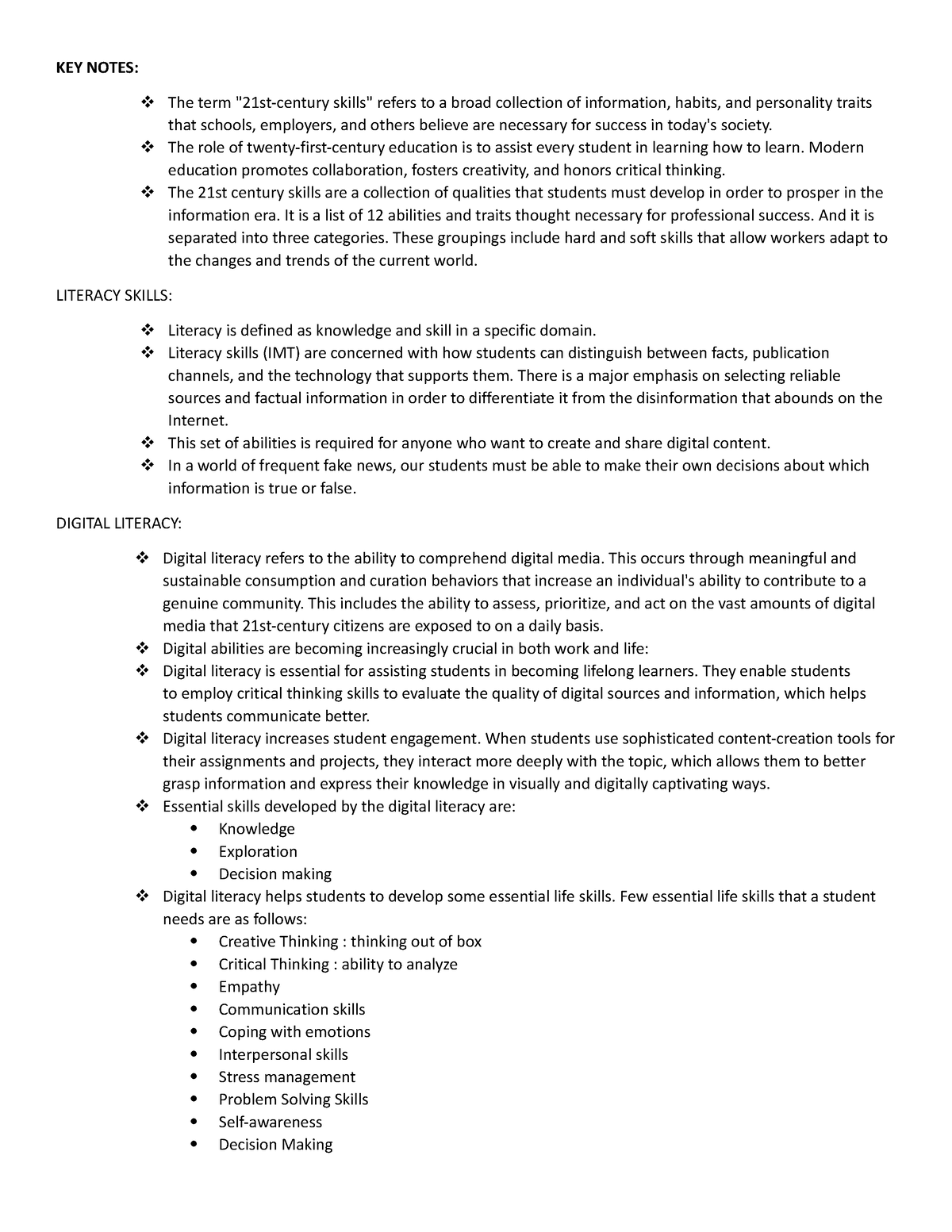 KEY Notes profed - n/a - KEY NOTES: The term 