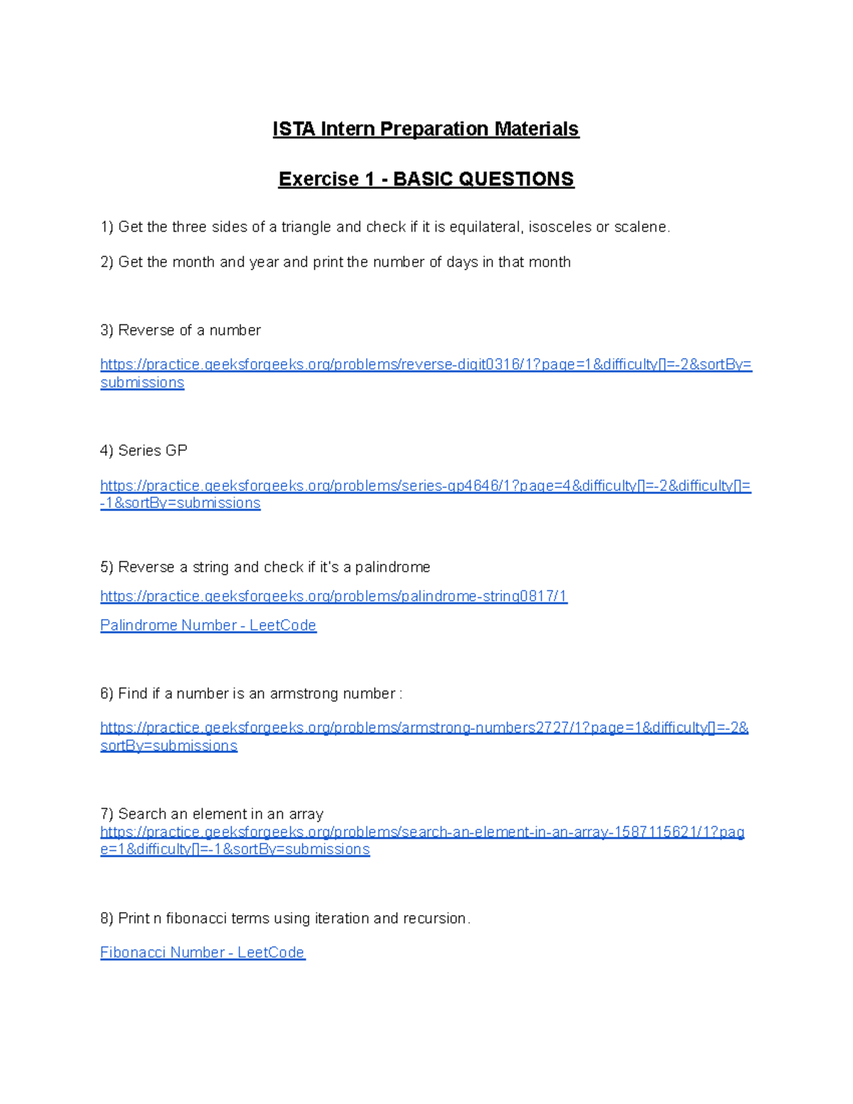 Basic Questions - ISTA Intern Preparation Materials Exercise 1 - BASIC ...