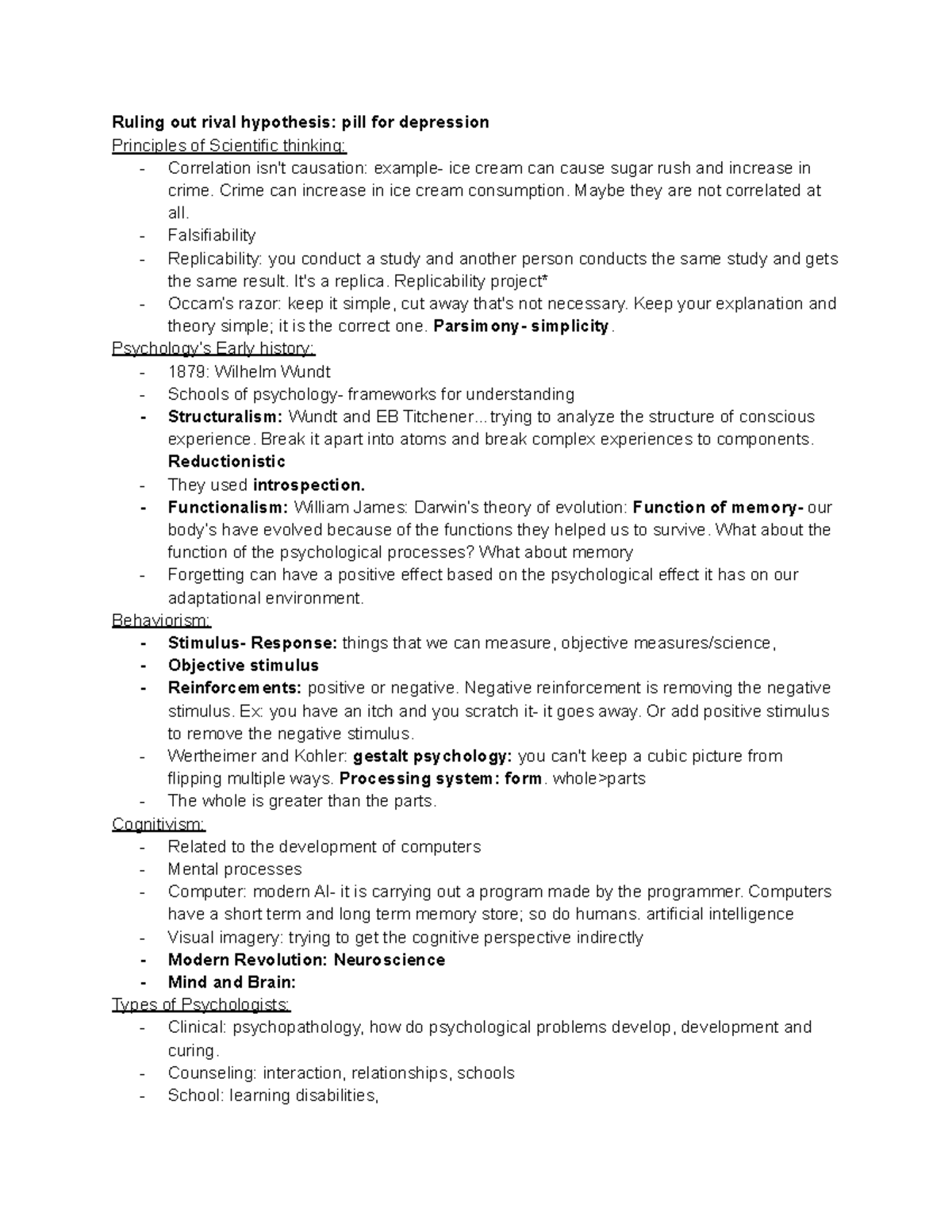 Psych 1001 Sensory thresholds Ruling out rival hypothesis pill for