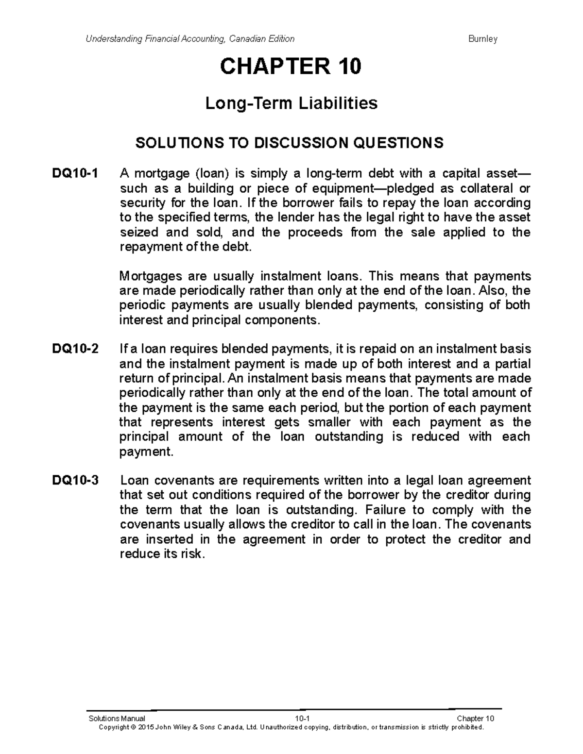 Burnleysm 10 - Solutions for Chapter 10 textbook questions - CHAPTER 10 ...