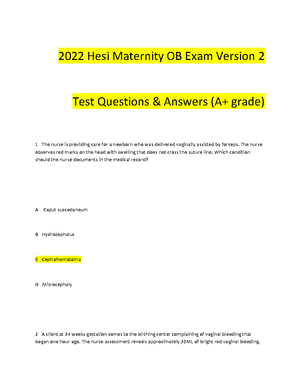 RN Maternal Newborn Online Practice 2023 A - NUR-284 - Studocu