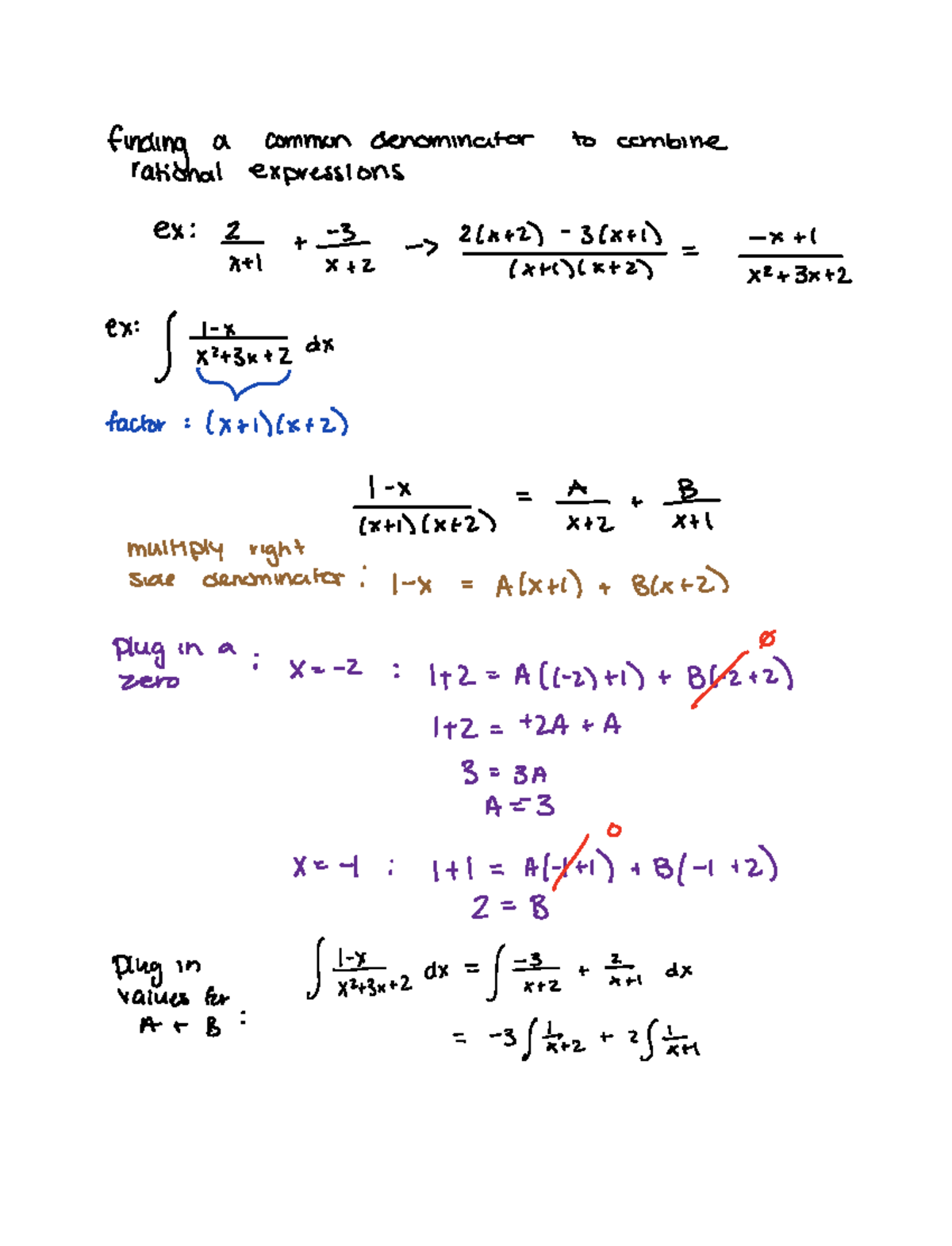 Partial Fraction Decomposition - finding a common denominator to ...