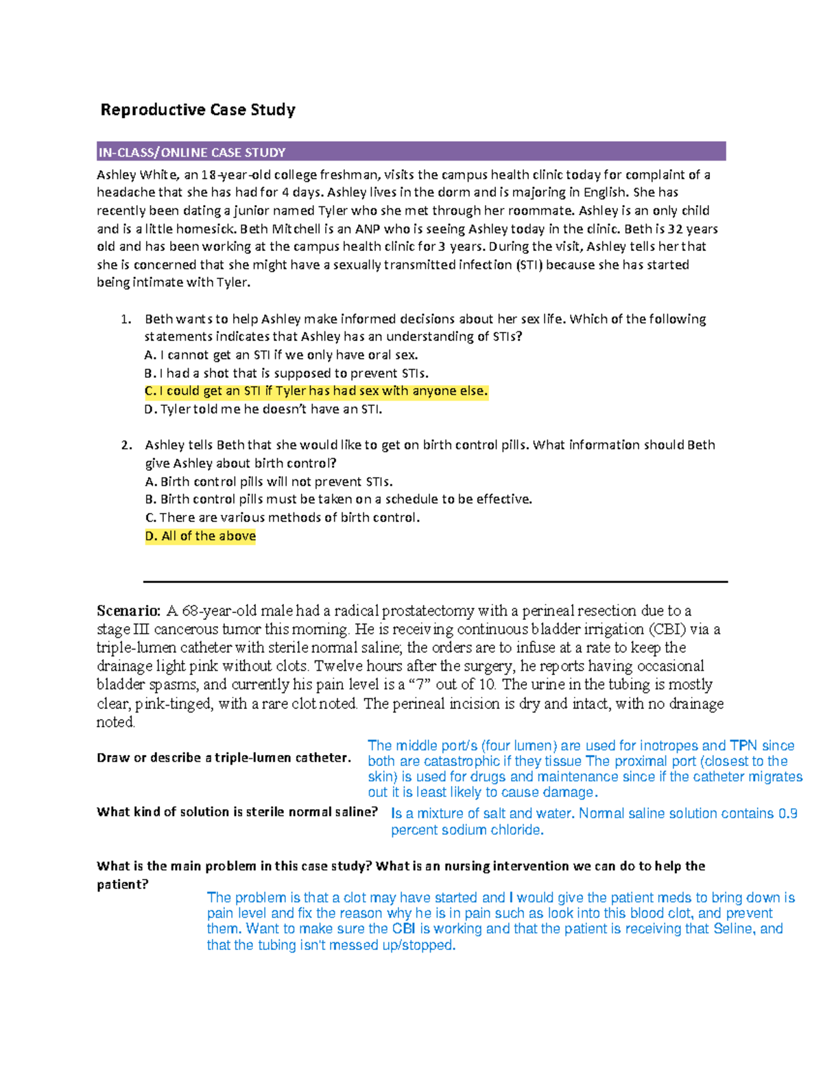 case study based questions on reproductive health class 12