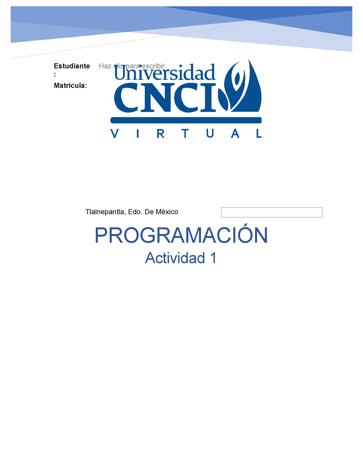 ACT1 Programacion Studocu - Tutor: Haz Clic Para Escribir Estudiante ...