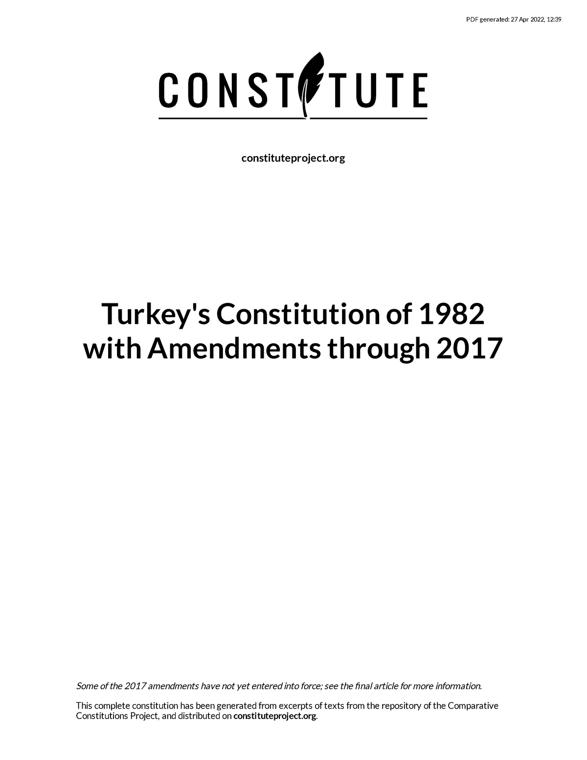 Turkey Constitution - Notes For School - PDF Generated: 27 Apr 2022, 12 ...