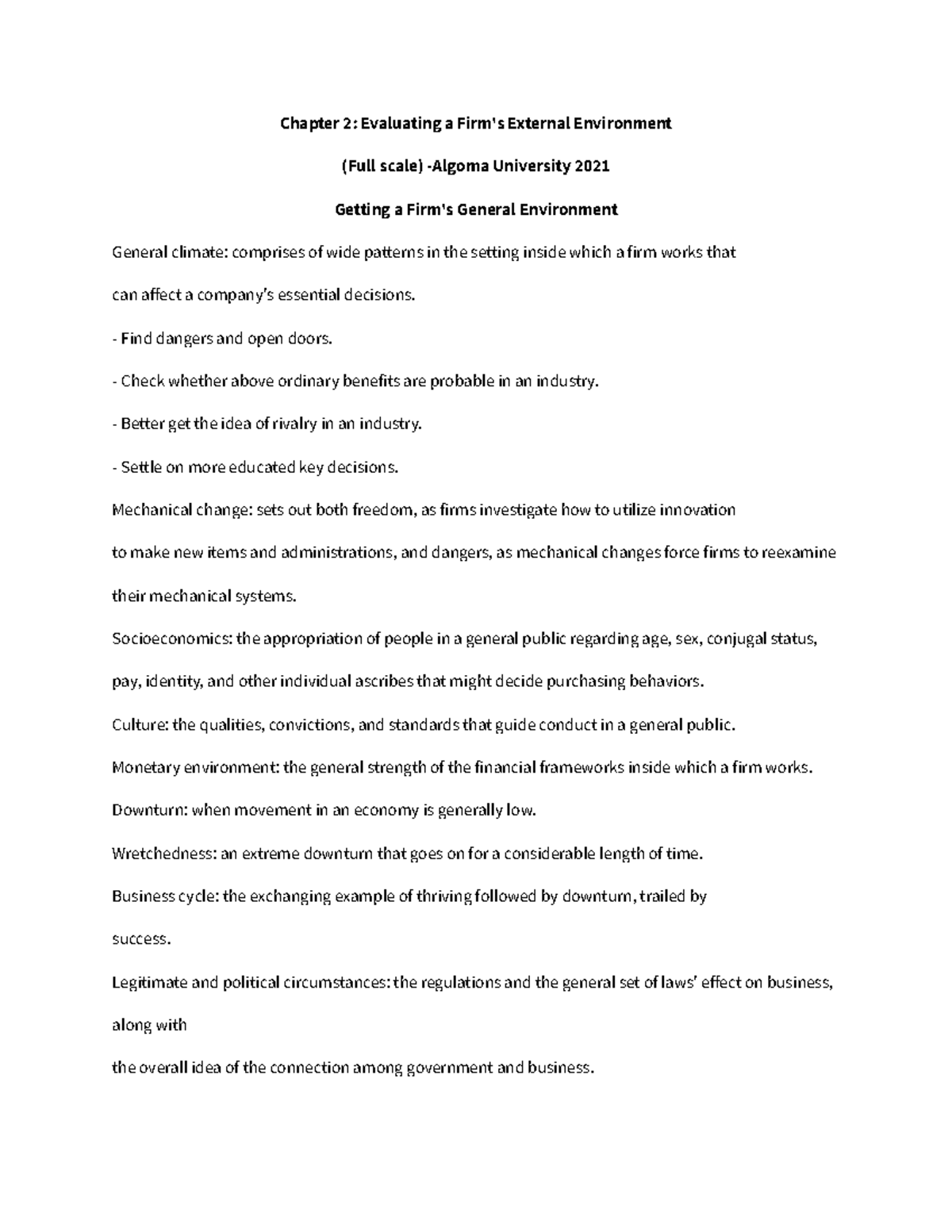 FS Admn 4836 Chapter 2 Evaluating Firm's External Environment - BIOA ...